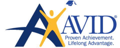 Alhambra's AVID logo. The word AVID an A for Alhambra and a yellow "person" image with a graduation cap above it. 